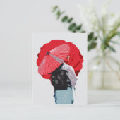 Impactante Vermelho Oriental Cultura Japão  ポストカード (スタンド正面)