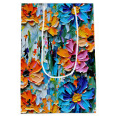 Impastoスタイルの花の形カラフル状 ミディアムペーパーバッグ (裏面)