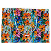 Impastoスタイルの花の形カラフル状 ラージペーパーバッグ (裏面)