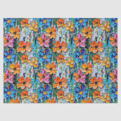 Impastoスタイルの花の形カラフル状 薄葉紙 (正面)