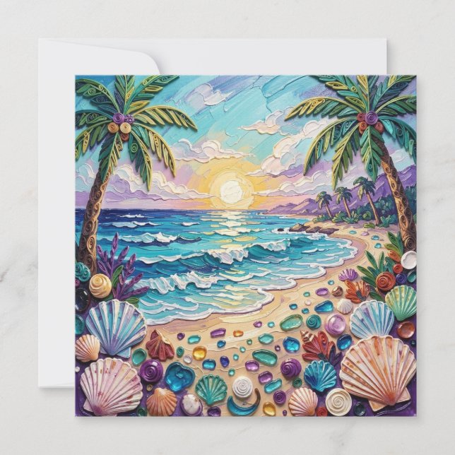 Impasto Beach and Sea Glass Sunset and Palm Trees (正面)
