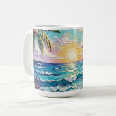 Impasto Beach and Sea Glass Sunset and Sunrise コーヒーマグカップ (正面左)