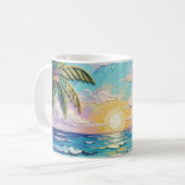 Impasto Beach and Sea Glass Sunset and Sunrise コーヒーマグカップ (正面左)