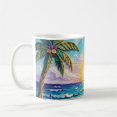 Impasto Beach and Sea Glass Sunset and Sunrise コーヒーマグカップ (左)