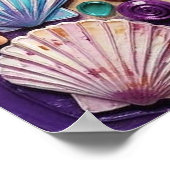 Impasto Beach and Sea Glass Sunset and Sunrise ポスター (角)