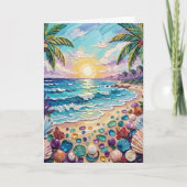 Impasto Beach and Sea Sea Glass | お誕生日おめでとう カード (正面)