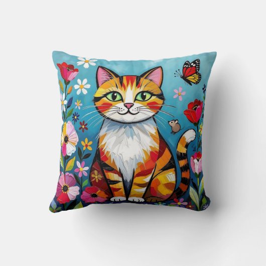 Impasto Cat, Flowers & Butterfly クッション (裏面)