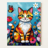 Impasto Cat, Flowers & Butterfly Personalized プランナー手帳 (裏面)