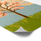 Impasto Cherry Blossom Tree Swirling Starry Sky  ポスター (角)