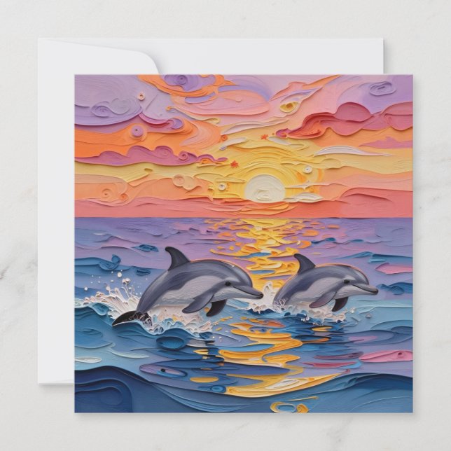 Impasto Dolphins and Ocean Waves   (正面)