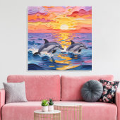 Impasto Dolphins and Ocean Waves   キャンバスプリント (インサイチュ (リビング))