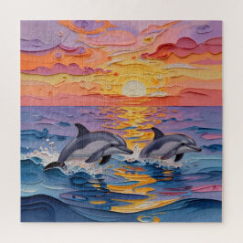 Impasto Dolphins and Ocean Waves   ジグソーパズル