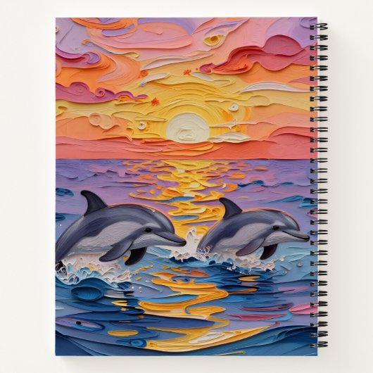 Impasto Dolphins and Ocean Waves   ノートブック (裏面)