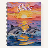 Impasto Dolphins and Ocean Waves   ノートブック (正面)