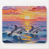 Impasto Dolphins and Ocean Waves   マウスパッド (正面)