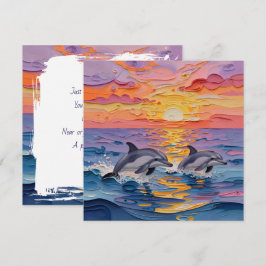 Impasto Dolphins and Ocean Waves | Thinking of You カード