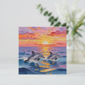 Impasto Dolphins and Ocean Waves | Thinking of You カード (スタンド正面)