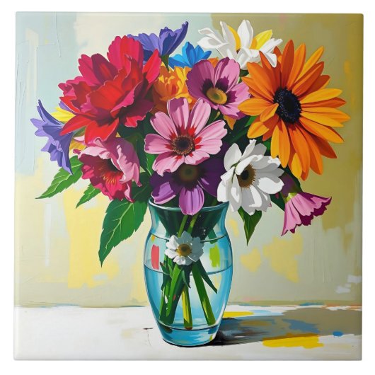 Impasto Floral Art タイル (正面)