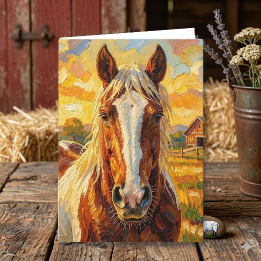 Impasto Horse on a Farm   カード