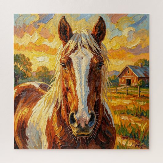 Impasto Horse on a Farm   ジグソーパズル (縦)