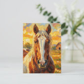 Impasto Horse on a Farm | Keeping in Touch ポストカード (スタンド正面)