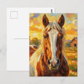 Impasto Horse on a Farm | Keeping in Touch ポストカード (正面/裏面)