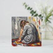 Impasto Oil of Woman Sad, Sick Depressed Emotional カード (スタンド正面)