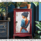 Impasto Oil Style,Dark Lady in Blue EL5L Decoupage 薄葉紙