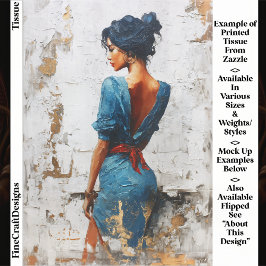 Impasto Oil Style,Dark Lady in Blue EL5L Decoupage 薄葉紙