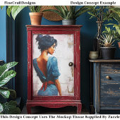 Impasto Oil Style,Dark Lady in Blue EL5R Decoupage 薄葉紙