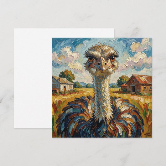 Impasto Ostrich on a Ranch | Blank (正面/裏面)