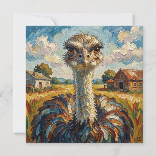 Impasto Ostrich on a Ranch | Blank (正面)
