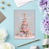 Impasto Pink and Gold Christmas Tree アクリル招待状 (インサイチュ (ウェディング))
