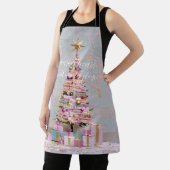 Impasto Pink and Gold Christmas Tree エプロン (インサイチュ)