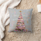 Impasto Pink and Gold Christmas Tree クッション (ブランケット)