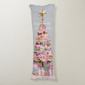 Impasto Pink and Gold Christmas Tree ボディピロー (正面縦)