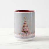 Impasto Pink and Gold Christmas Tree マグカップ (中央)
