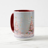 Impasto Pink and Gold Christmas Tree マグカップ (正面左)