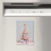 Impasto Pink and Gold Christmas Tree マグネット (インサイチュ (食洗機))