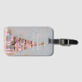Impasto Pink and Gold Christmas Tree ラゲッジタグ (正面横)