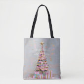 Impasto Pink Gold Christmas Tree トートバッグ (正面)