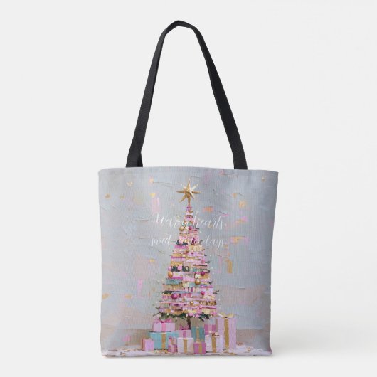 Impasto Pink Gold Christmas Tree トートバッグ (裏面)