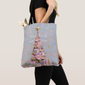 Impasto Pink Gold Christmas Tree トートバッグ (クローズアップ)