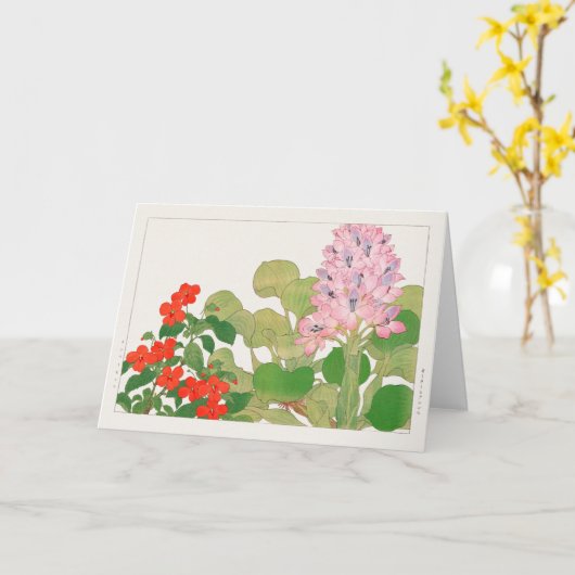 Impatiens, Water hyacinth by Tanigami Konna カード (黄色い花)