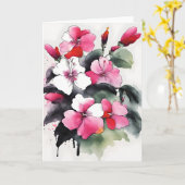 Impatiens - Watercolor flowers カード (黄色い花)