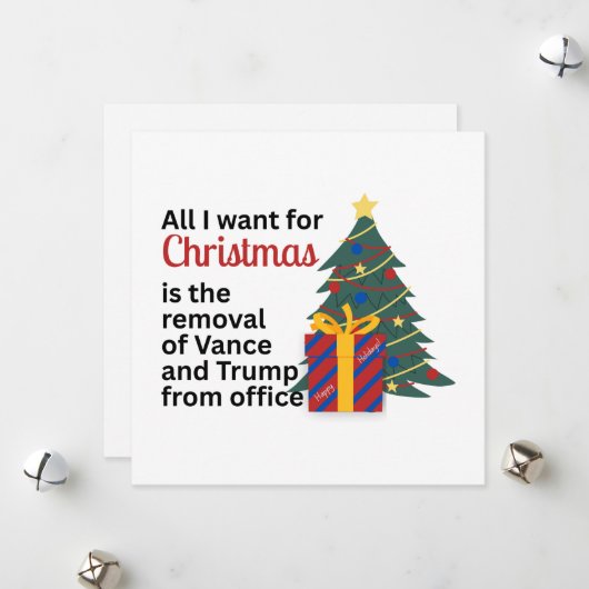 Impeach Remove Vance for Christmas Anti-Trump Gift シーズンカード (正面/裏面インサイチュ)