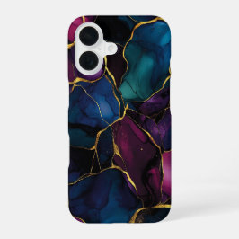 Imperial Améthyste Luxury Purple Teal Marble  iPhone 16ケース