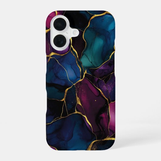 Imperial Améthyste Luxury Purple Teal Marble  iPhone 16ケース (裏面)