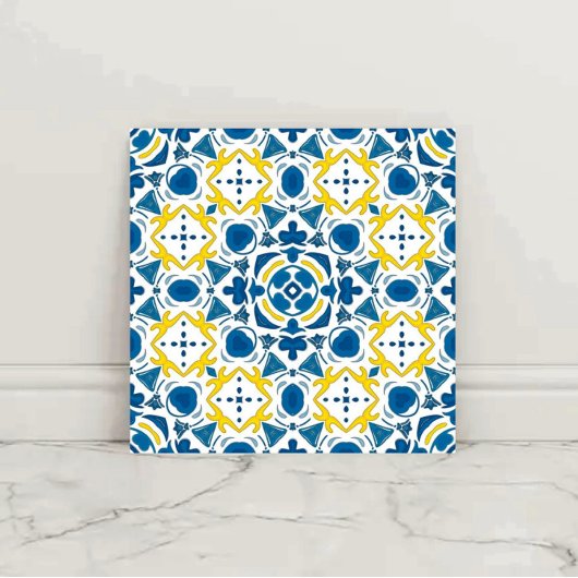 Imperial Blue Elegant Geometric Mosaic タイル