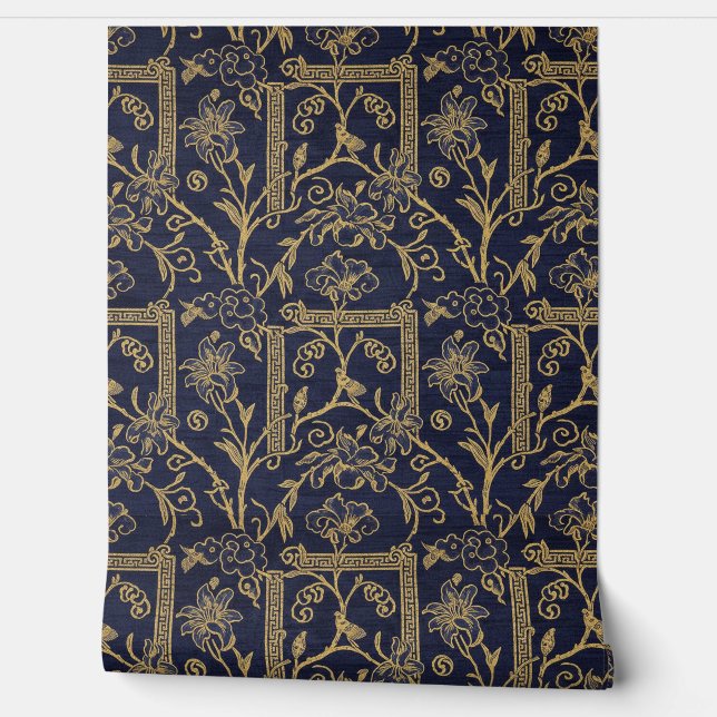 Imperial Gilded Lily: 19th-Century Chinoiserie Sil 壁紙 (ほどく)